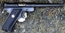 Used - Ruger Mark III Standard - .22lr - 2 x 10 round magazines, 152mm barrel, fixed sights and carry case.